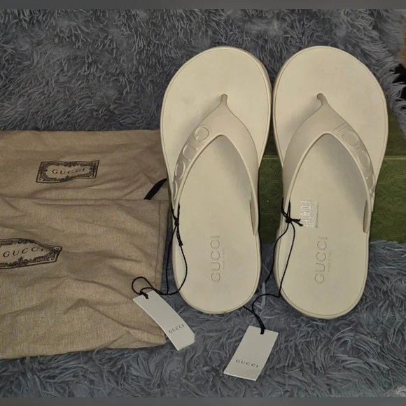 Gucci White Flip Flops - Picture 1 of 10